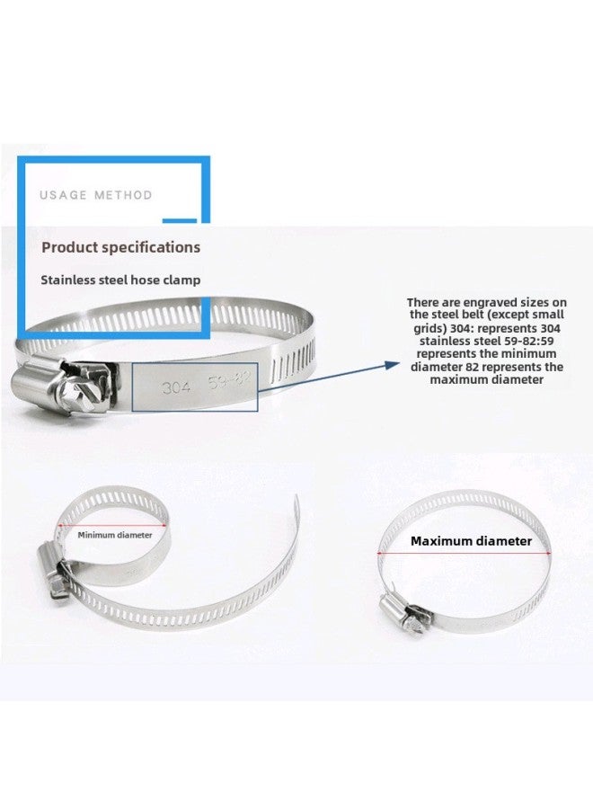 304 Large American Hose Clamp Width 12.7mm Thick 0.6mm201 Hose Clamp Holding Hoop Pipe Clamp-Specifications And Models:304 All Steel 21-38mm  - Image 4