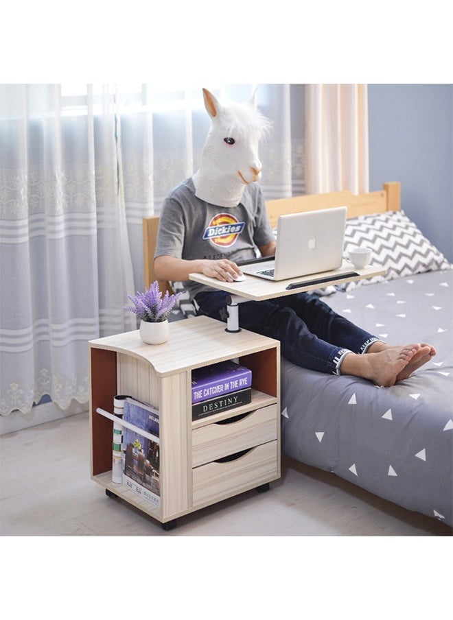 CityRiya-Long - Laptop Table Rolling Bedside Computer Table Desk Height Adjustable Side End Table Overbed Nightstand Cart Stand Mobile Workstation with Swivel Top for Bed Sofa Bedroom - Image 1