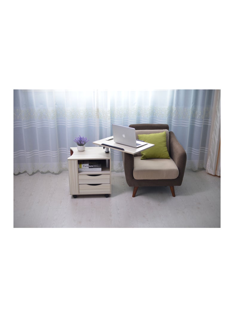 CityRiya-Long - Laptop Table Rolling Bedside Computer Table Desk Height Adjustable Side End Table Overbed Nightstand Cart Stand Mobile Workstation with Swivel Top for Bed Sofa Bedroom - Image 1