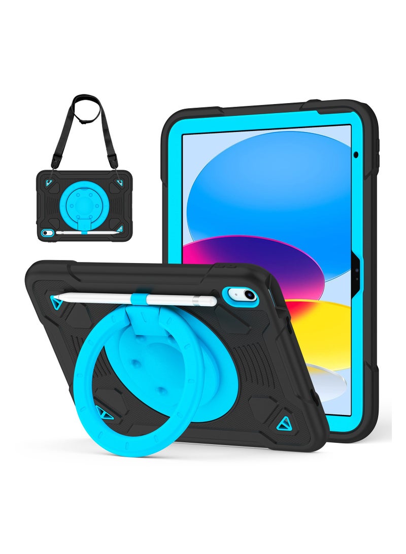 Compatible with iPad 11th Generation A16 Tablet Case Full-Cover Silicone Shockproof Case Features Ring Handle Design with Foldable Stand Scratch-Resistant and Impact-Protective Case