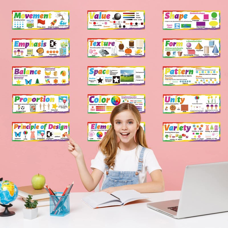 gisgfim Art Posters Elements of Art Principles of Design Poster Arts Bulletin Board Set for Classroom Arts Education Posters Decor for Middle School High School Classroom Decorations - Image 5