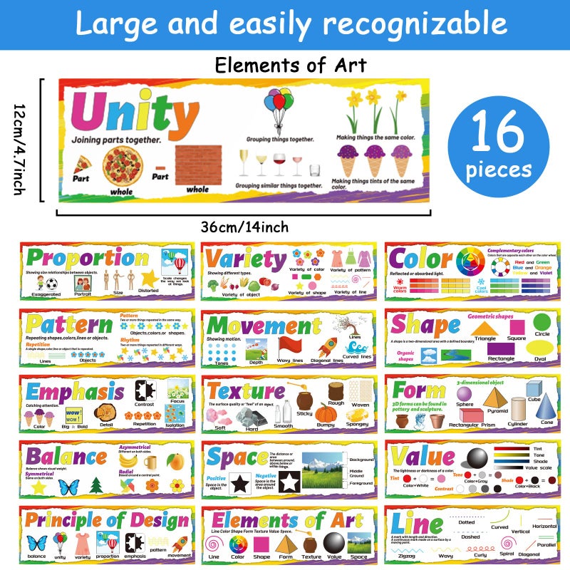 gisgfim Art Posters Elements of Art Principles of Design Poster Arts Bulletin Board Set for Classroom Arts Education Posters Decor for Middle School High School Classroom Decorations - Image 2