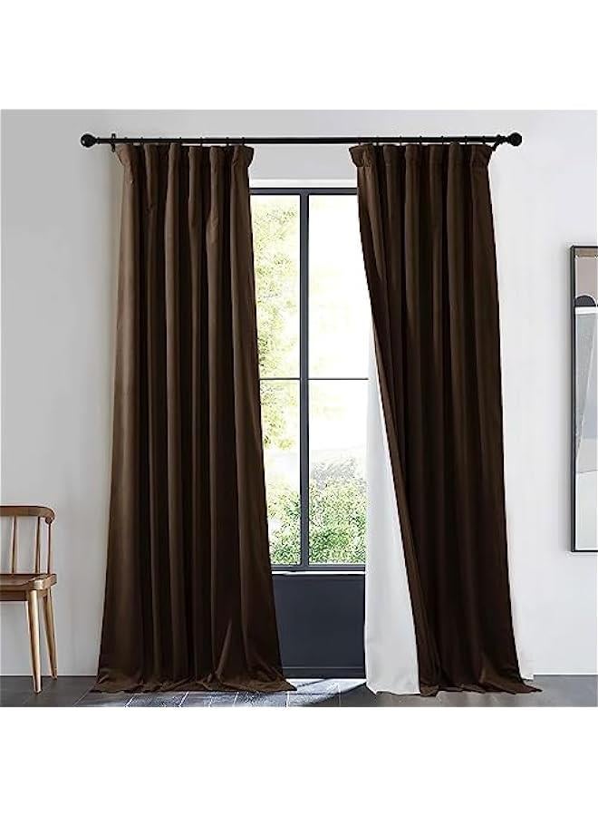 Arabest Brown 100% Blackout Warm Curtain for Living Room 96 inches Long, 1 Panel Rod Pocket/Back Tab/Hook Belt Cold Blocking Room Darkening Noise Canceling Window Treatment for Bedroom, W48 x L96  - Image 1