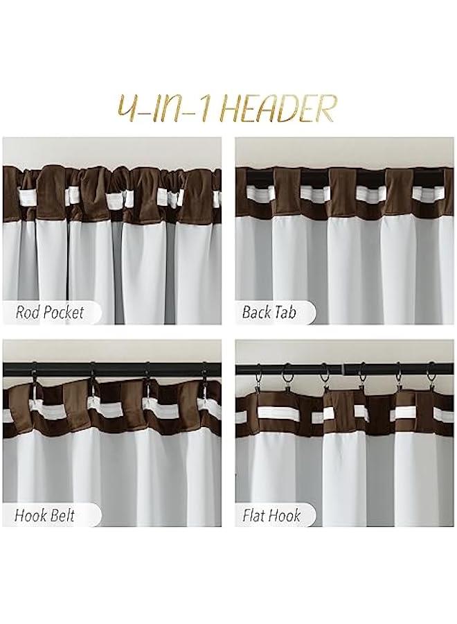 Arabest Brown 100% Blackout Warm Curtain for Living Room 96 inches Long, 1 Panel Rod Pocket/Back Tab/Hook Belt Cold Blocking Room Darkening Noise Canceling Window Treatment for Bedroom, W48 x L96  - Image 4