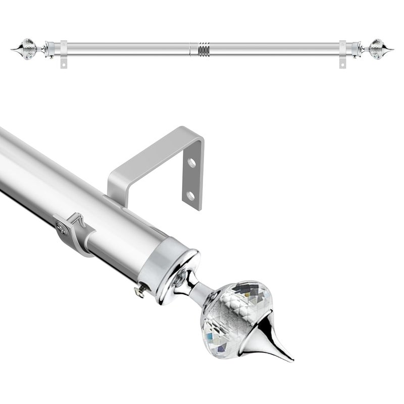 GLOXY 1 Inch Adjustable Stainless Steel Curtain Rod Chrome Finish Extendable Window Rod with Brackets for Home Office 102 Inch RB72