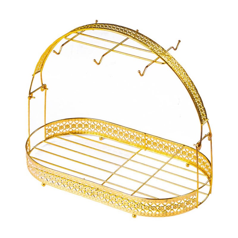 Piscepio Mug Holder Coffee Mug Rack Coffee Cup Holder Stand Dishes Organizer Wrought Iron Mug Drainer Storage Drying Rack for Counter Cabinet Table Kitchen Restaurant Office (Gold A) - Image 1