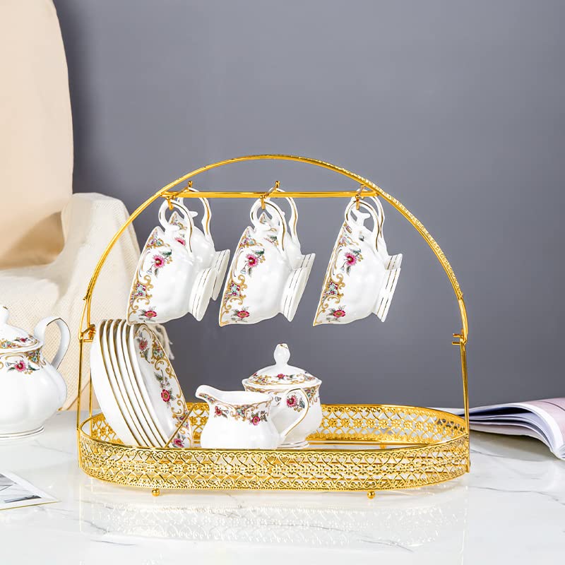 Piscepio Mug Holder Coffee Mug Rack Coffee Cup Holder Stand Dishes Organizer Wrought Iron Mug Drainer Storage Drying Rack for Counter Cabinet Table Kitchen Restaurant Office (Gold A) - Image 3