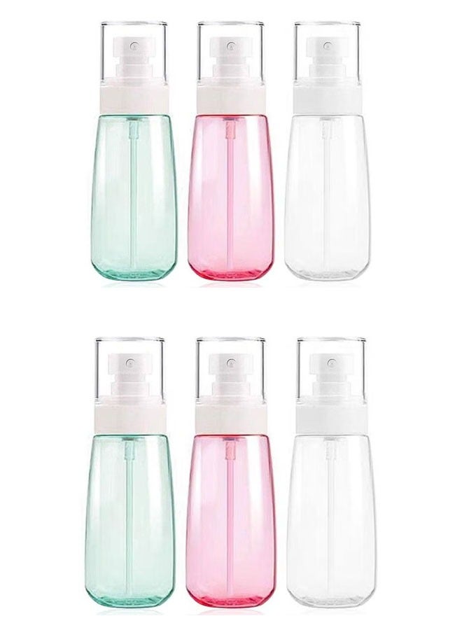 6 Pack Fine Mist Spray Bottles TSA Approved 3.4 oz/100 ml Small Spray Bottles Refillable Cosmetic Leakproof Travel Size Spray Bottles for Hair Perfume Skin Care Water Facial Sprayer (Green+Pink+White)  - Image 1