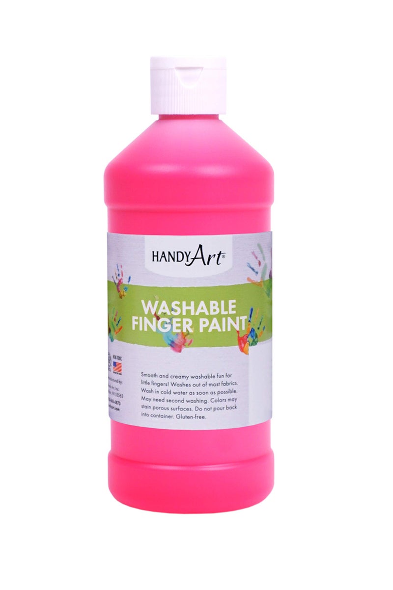 Handy Art Washable Finger Paint 16 ounce Fluorescent Hot Pink 241153