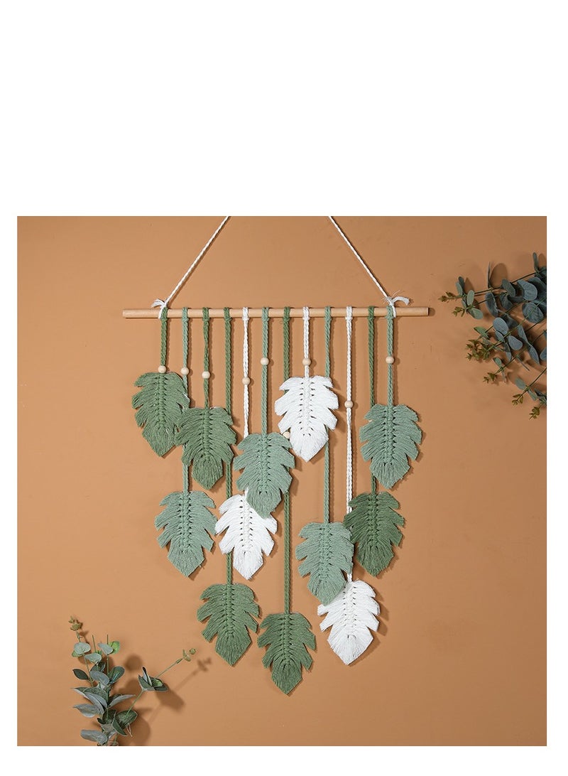XiuWoo Macrame Wall Art | Leaves Tassels Woven Cotton Ornaments Boho Art Wall Decor - Colorful Macrame Wall Woven Tapestry for Home, Living Room, Bedroom, Apartment, Nursery Soptec - Image 1