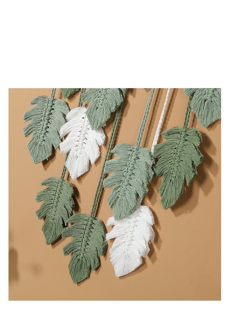 XiuWoo Macrame Wall Art | Leaves Tassels Woven Cotton Ornaments Boho Art Wall Decor - Colorful Macrame Wall Woven Tapestry for Home, Living Room, Bedroom, Apartment, Nursery Soptec - Image 2