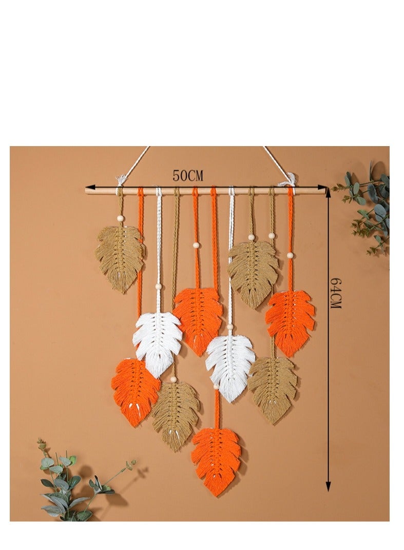 XiuWoo Macrame Wall Art | Leaves Tassels Woven Cotton Ornaments Boho Art Wall Decor - Colorful Macrame Wall Woven Tapestry for Home, Living Room, Bedroom, Apartment, Nursery Soptec - Image 5
