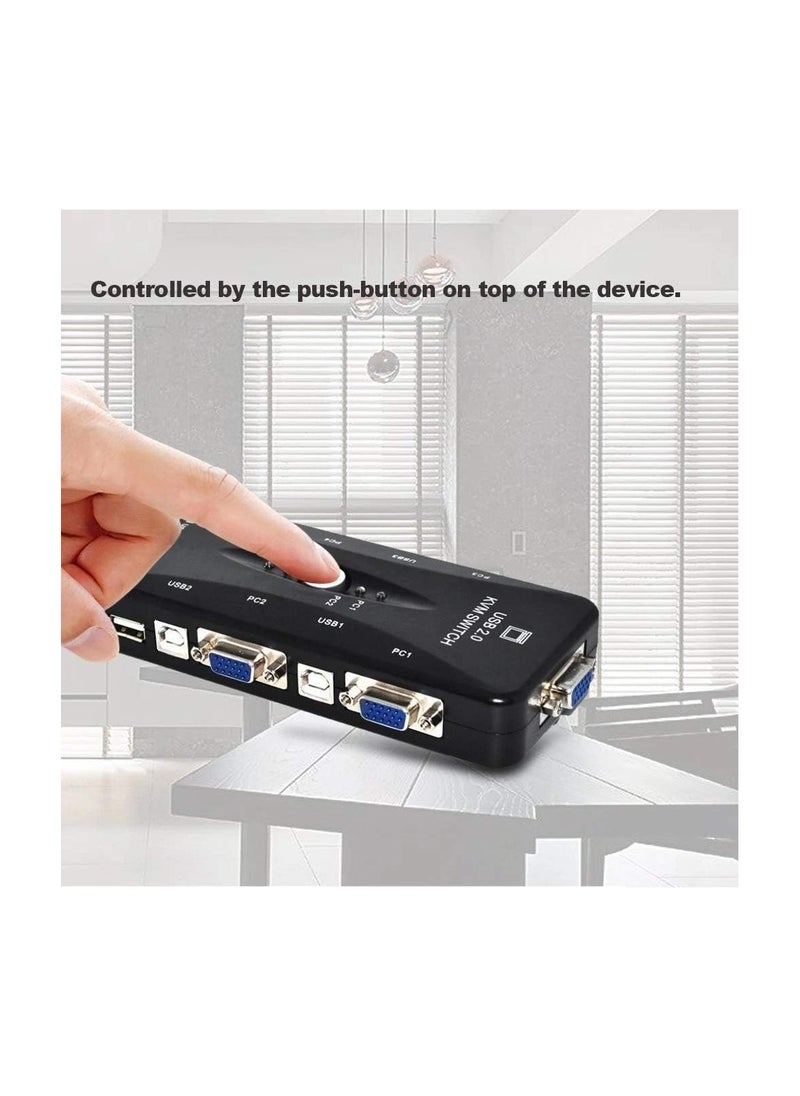 Generic - 4-Port USB 2.0 KVM Switch compatible with computer monitor, video sharing screen, keyboard and mouse. - Image 1