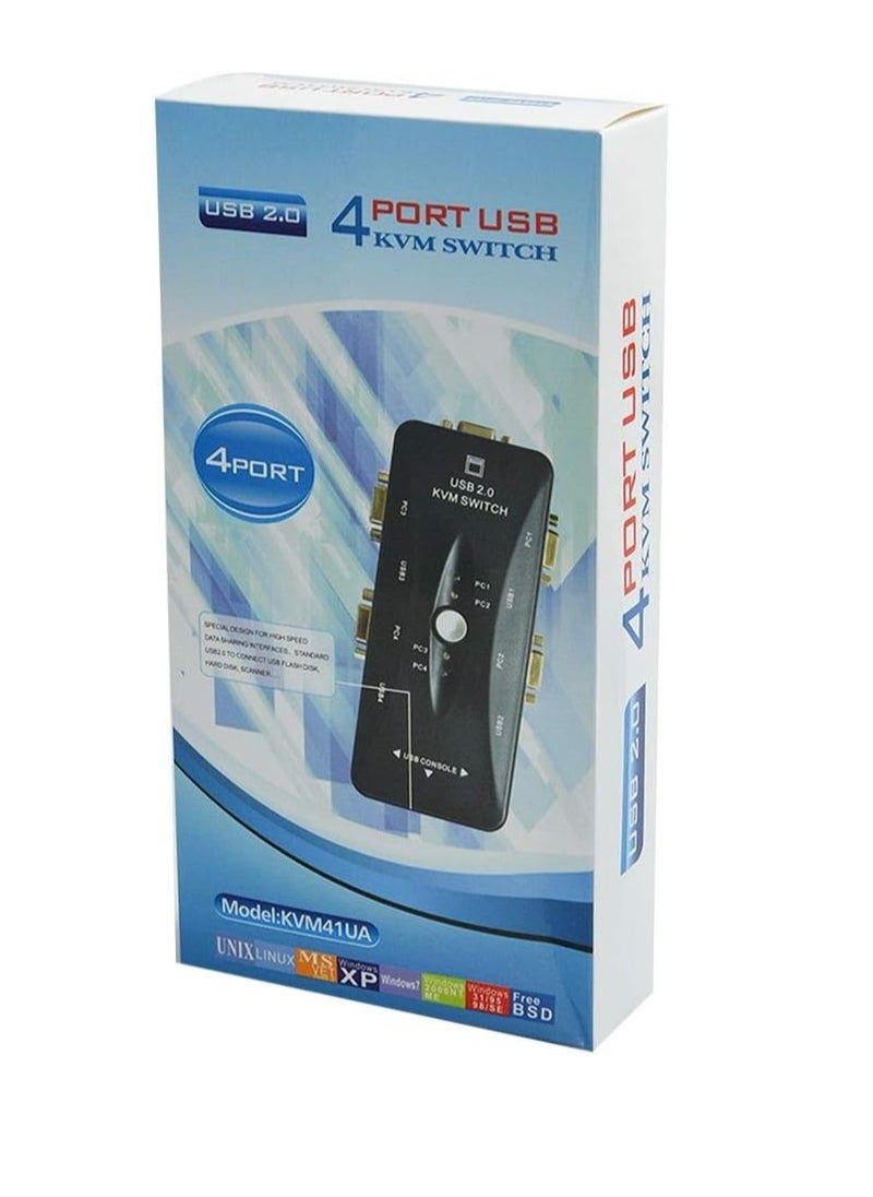Generic - 4-Port USB 2.0 KVM Switch compatible with computer monitor, video sharing screen, keyboard and mouse. - Image 1