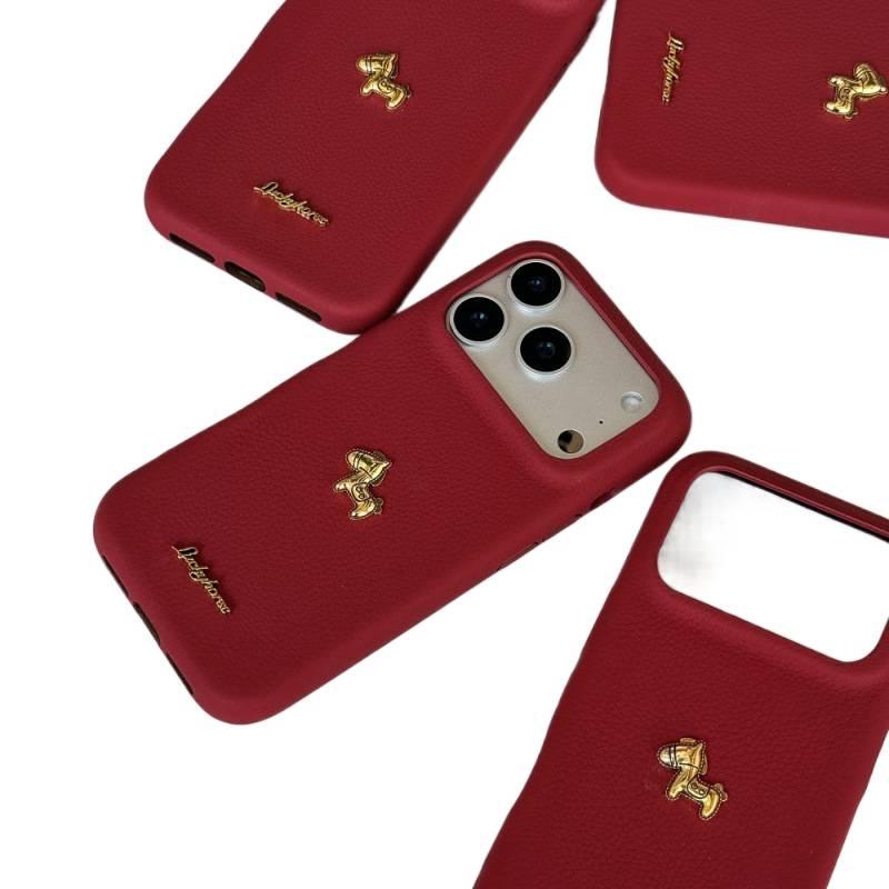 غطاء واقي لـ iPhone 14 / 14 Plus / 14 Pro / 14 Pro Max باللون أحمر مضاد للانزلاق مع حماية من السقوط ونقشة حصان صغير مع مقاوم للصدمات مع قبضة مضادة للانزلاق للرحلات اليومية - Image 2
