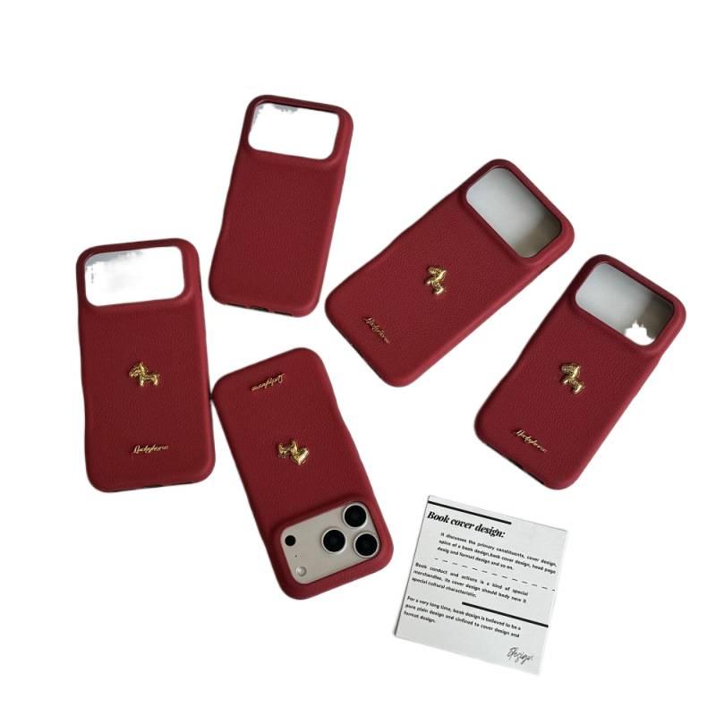 غطاء واقي لـ iPhone 14 / 14 Plus / 14 Pro / 14 Pro Max باللون أحمر مضاد للانزلاق مع حماية من السقوط ونقشة حصان صغير مع مقاوم للصدمات مع قبضة مضادة للانزلاق للرحلات اليومية - Image 3