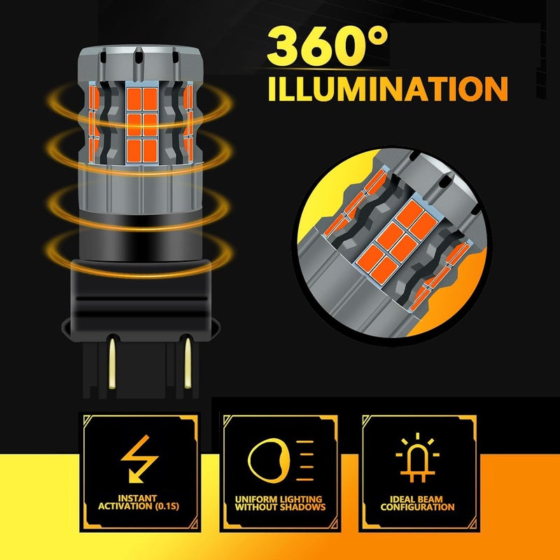 لمبات LED للفرامل/الإضاءة الخلفية طراز 3157 متوافقة مع نيسان فرونتير 2000-2020، ضوء أحمر، تركيب مباشر، عبوة من 2 - Image 3
