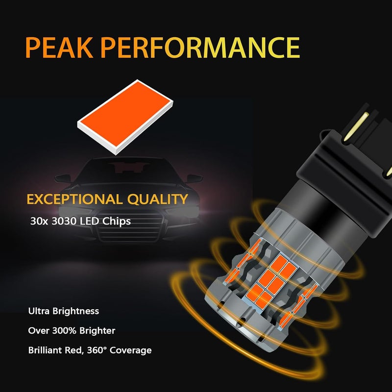 لمبات LED للفرامل/الإضاءة الخلفية طراز 3157 متوافقة مع نيسان فرونتير 2000-2020، ضوء أحمر، تركيب مباشر، عبوة من 2 - Image 4