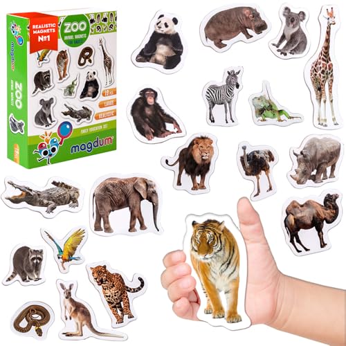 magdum 19 Fridge Magnets for Toddlers Zoo Animal Magnets for Refrigerator Real Zoo Animal Magnets for Children Big Realistic Magnets for Kids Learning Toy Set Baby Educational Gift - Image 1