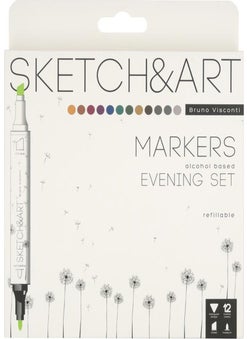 Visconti Sketch Art Double Sided Markers 12 Colors Night 22-0076/05