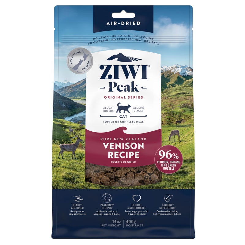 Ziwi طعام القطط المجفف بالهواء من ZIWI Peak - لحم الغزال - طبيعي بالكامل، عالي البروتين، خالي من الحبوب، مكونات محدودة مع سوبر فود (14 أونصة) - Image 1