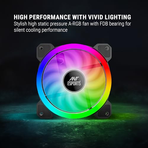 Ant Esports Superflow 120 ARGB V2, RGB Sync, Hydro Bearing, PWM Control, 1200 RPM Case Fan/Cooler - Image 5