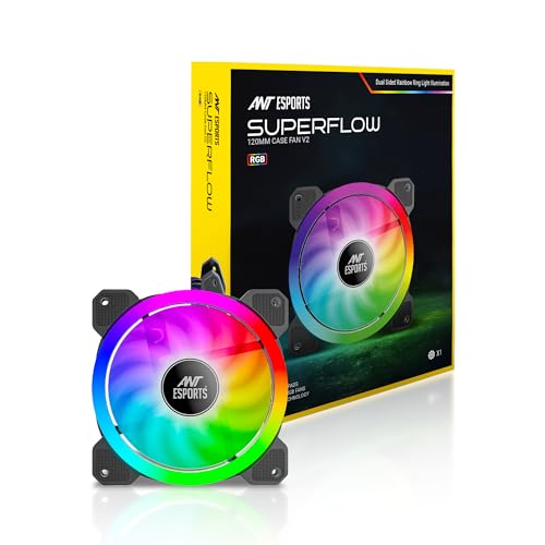 Ant Esports Superflow 120 ARGB V2, RGB Sync, Hydro Bearing, PWM Control, 1200 RPM Case Fan/Cooler - Image 1