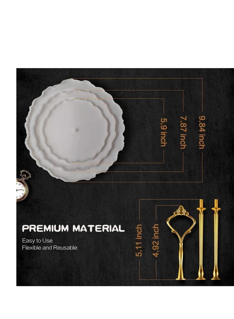 طقم حامل كعك دائري مكون من 3 طبقات لعرض الطعام للحفلات مع صينية تقديم بيضاء من البورسلين مع تركيبات جديدة - Image 4