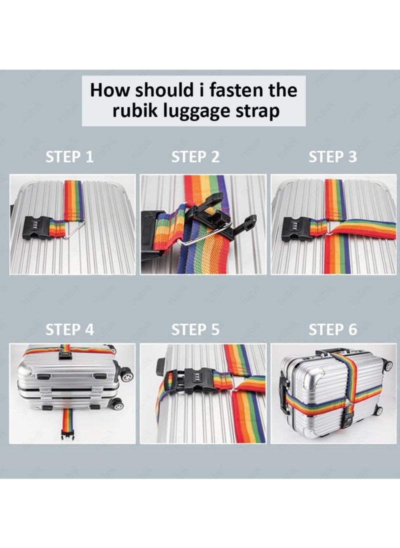 Rubik Cross Luggage Strap with Password, 150 Inch Adjustable Heavy Duty Travel Packing Belt for Bag Baggage Suitcase Safety (1 Pack) Black  - Image 4