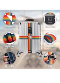 Rubik Cross Luggage Strap with Password, 150 Inch Adjustable Heavy Duty Travel Packing Belt for Bag Baggage Suitcase Safety (1 Pack) Black  - Image 3