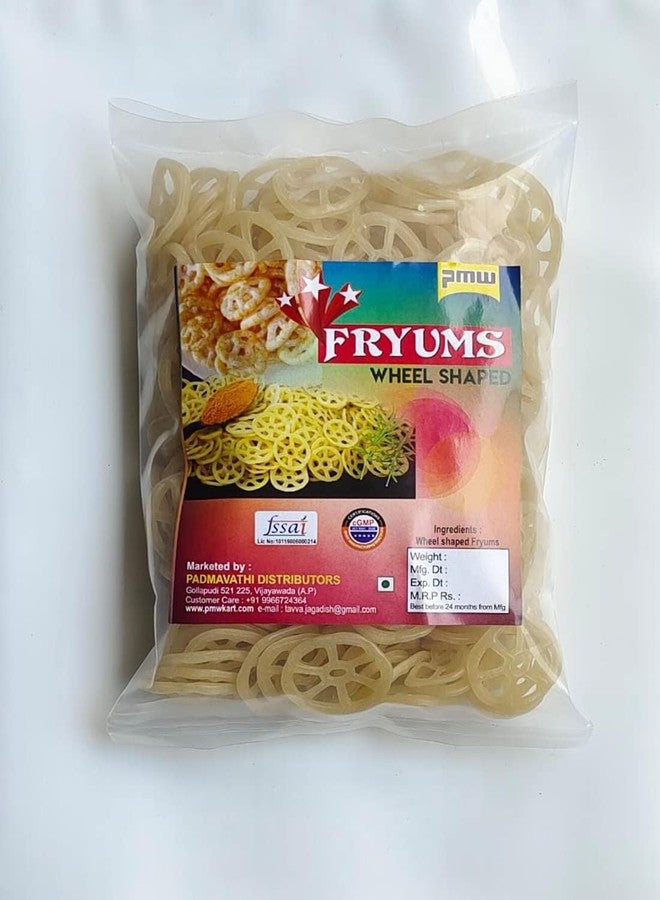 Pmw - Grade A Quality - Wheel Shaped Fryums - Raw Form - 500 Grams - Free 15 Gram Fryums Masala Powder - Image 1