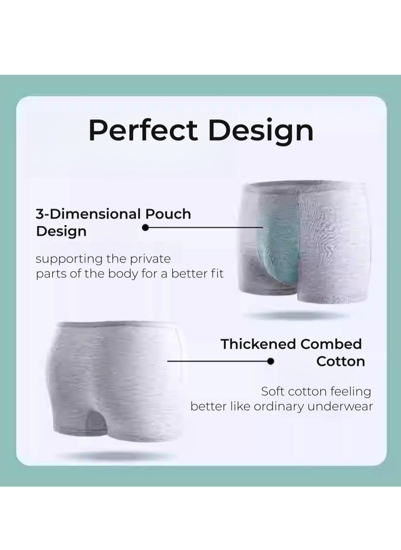 TEN-M JOURNEY Men’s Disposable Underwear 4PCS Super Soft Disposable Men’s Pants Portable Shorts for Travel Fitness Hotel Spa Hospital Stays 100% Cotton Briefs Grey and White  - Image 3