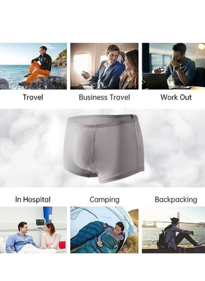 TEN-M JOURNEY Men’s Disposable Underwear 4PCS Super Soft Disposable Men’s Pants Portable Shorts for Travel Fitness Hotel Spa Hospital Stays 100% Cotton Briefs Grey and White  - Image 4