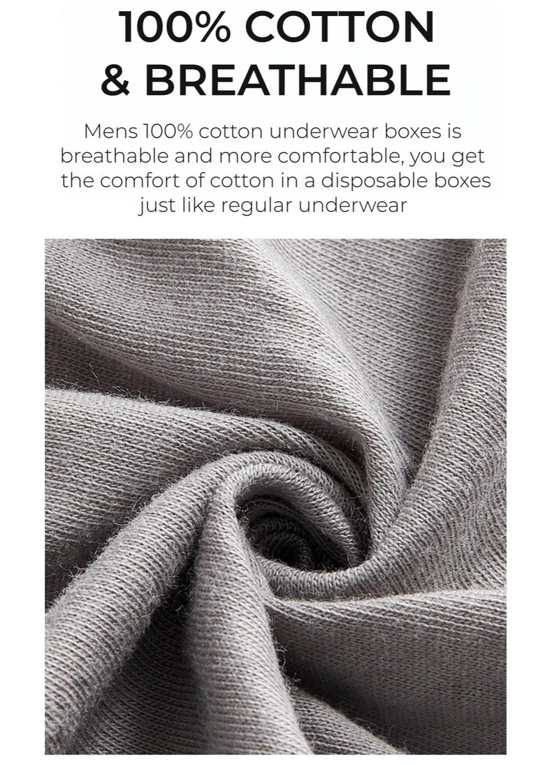 TEN-M JOURNEY Men’s Disposable Underwear 4PCS Super Soft Disposable Men’s Pants Portable Shorts for Travel Fitness Hotel Spa Hospital Stays 100% Cotton Briefs Grey and White  - Image 5