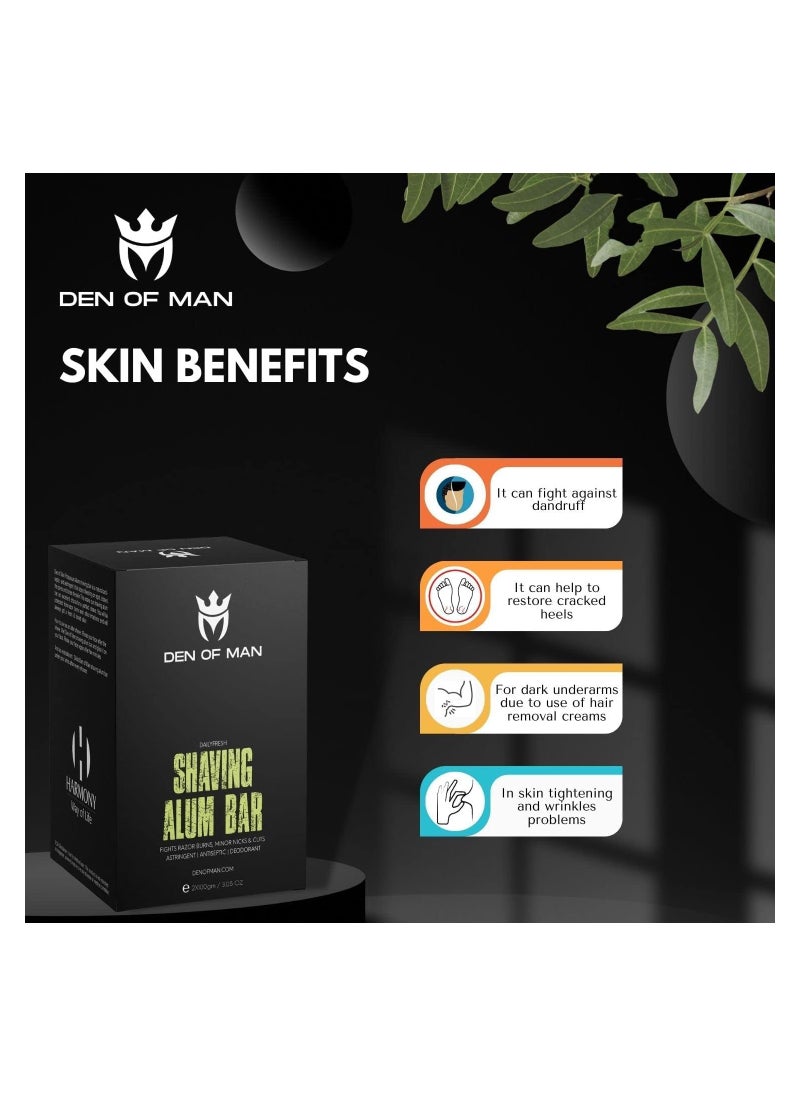 DEN OF MAN - Alum Stone Shaving Bar  fitkari for Razor Burns Minor Cuts Skin Antiseptic Achieve a Smooth and Refreshing Shave Every Time Pack of 4 - Image 1