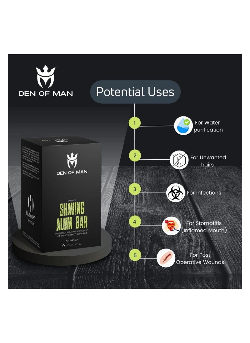 DEN OF MAN - Alum Stone Shaving Bar  fitkari for Razor Burns Minor Cuts Skin Antiseptic Achieve a Smooth and Refreshing Shave Every Time Pack of 4 - Image 1