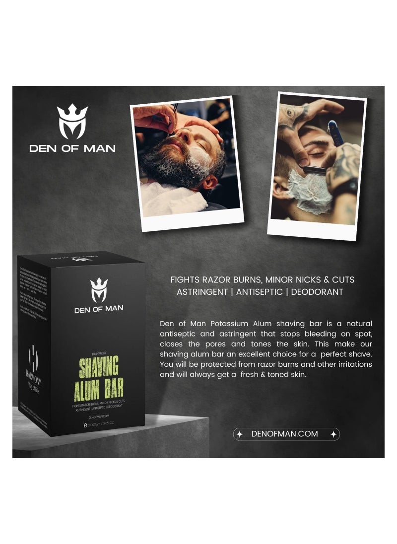 DEN OF MAN - Alum Stone Shaving Bar  fitkari for Razor Burns Minor Cuts Skin Antiseptic Achieve a Smooth and Refreshing Shave Every Time Pack of 4 - Image 1