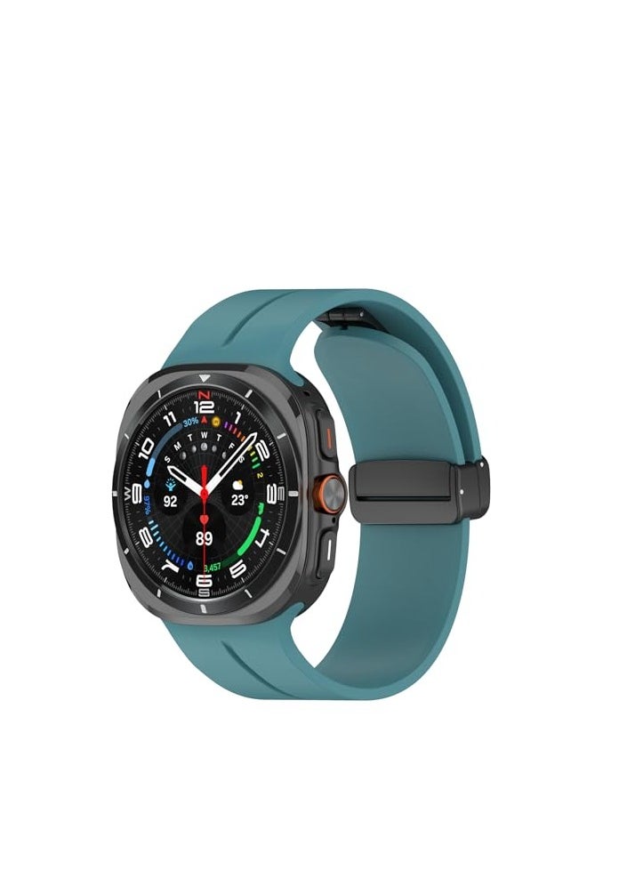 Watch - For Samsung Galaxy Watch Ultra 47mm (2024) Soft Silicone Sport Strap With Magnetic Buckle - Green - Image 1
