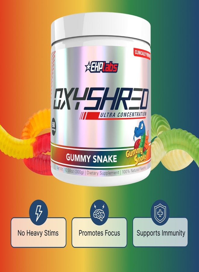 EHP Labs OxyShred Pre Workout Powder - Preworkout Powder with L Glutamine & Acetyl L Carnitine, Energy Boost Drink - Gummy Snake, 60 Servings - Image 4