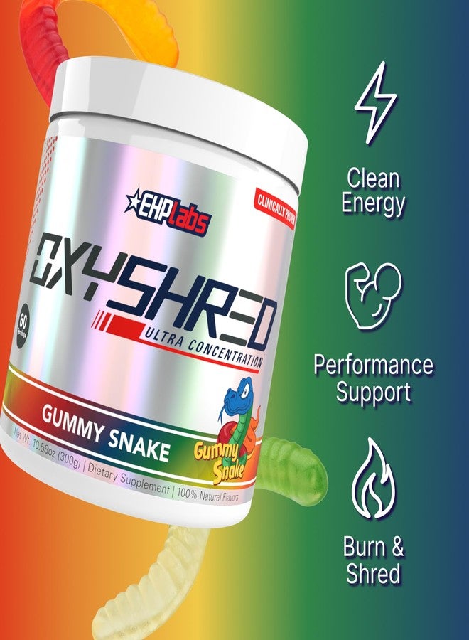EHP Labs OxyShred Pre Workout Powder - Preworkout Powder with L Glutamine & Acetyl L Carnitine, Energy Boost Drink - Gummy Snake, 60 Servings - Image 3