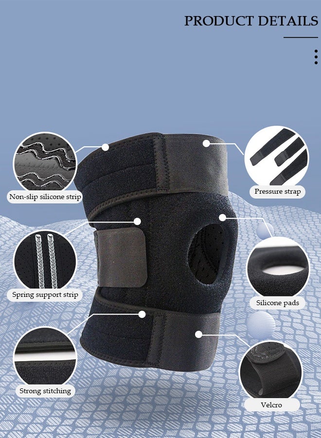 DUNISO دعامة الركبة الاحترافية مع مثبتات جانبية ومنصات جل الرضفة، دعامات دعم الركبة المضغوطة القابلة للتعديل لألم الركبة، تمزق الغضروف المفصلي، ACL، MCL، التهاب المفاصل، تخفيف آلام المفاصل، التعافي من الإصابات - Image 2