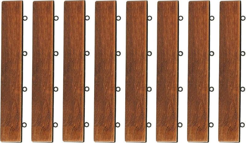 Bare Decor EZ-Floor Loop Ends Side Trim Piece for Flooring in Solid Teak Wood, (Set of 8) - Image 1