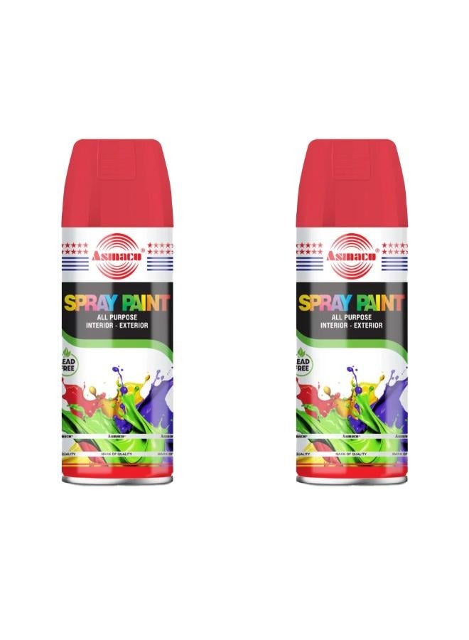 Asmaco Spray Paint - Red - 400 Ml - Set of 02