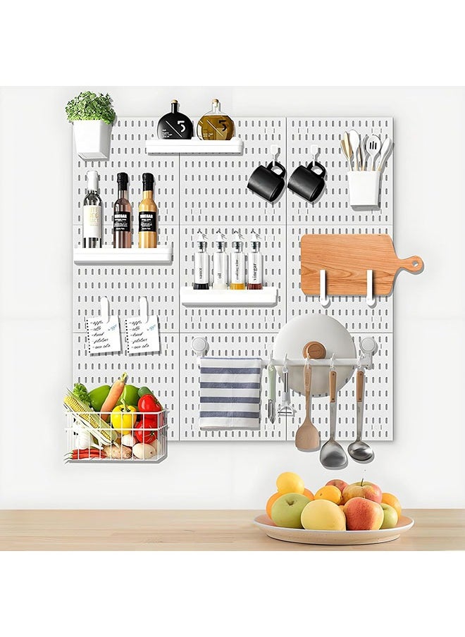 YelaJoy Peg Board, Pegboard Kit Wall Organizer Panels, White Pegboard Wall Organizer with Bins Hooks Shelves for Home, Craft Room, Garage Tool Storage, Kitchen, Workshop, Tool Organization  - Image 3
