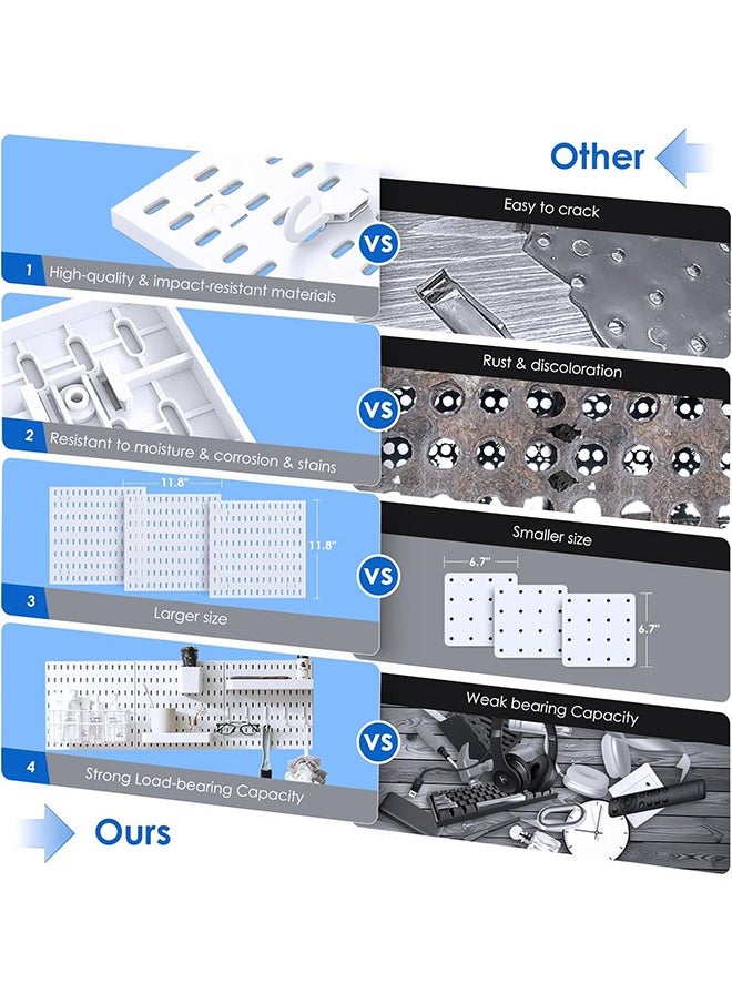 YelaJoy Peg Board, Pegboard Kit Wall Organizer Panels, White Pegboard Wall Organizer with Bins Hooks Shelves for Home, Craft Room, Garage Tool Storage, Kitchen, Workshop, Tool Organization  - Image 5