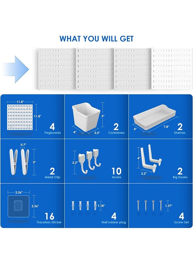 YelaJoy Peg Board, Pegboard Kit Wall Organizer Panels, White Pegboard Wall Organizer with Bins Hooks Shelves for Home, Craft Room, Garage Tool Storage, Kitchen, Workshop, Tool Organization  - Image 2