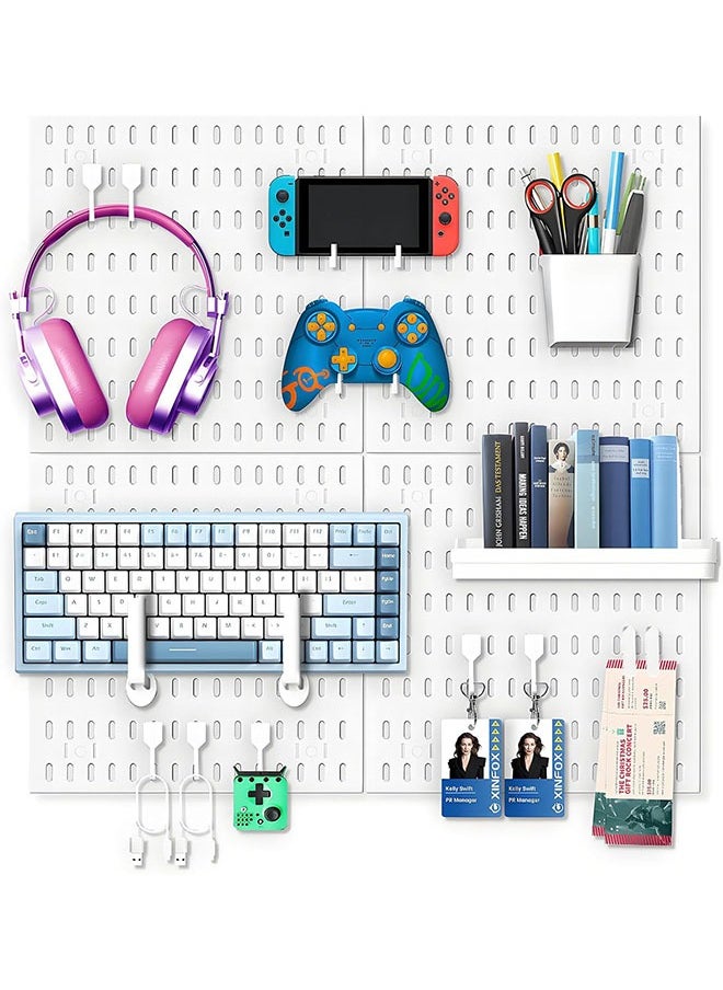 YelaJoy Peg Board, Pegboard Kit Wall Organizer Panels, White Pegboard Wall Organizer with Bins Hooks Shelves for Home, Craft Room, Garage Tool Storage, Kitchen, Workshop, Tool Organization  - Image 1