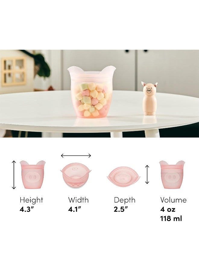 Zip Top حاوية وجبات خفيفة من زيپ توب (خنزير) - 100% سيليكون بلاتينيوم خالص للأطفال - Image 3