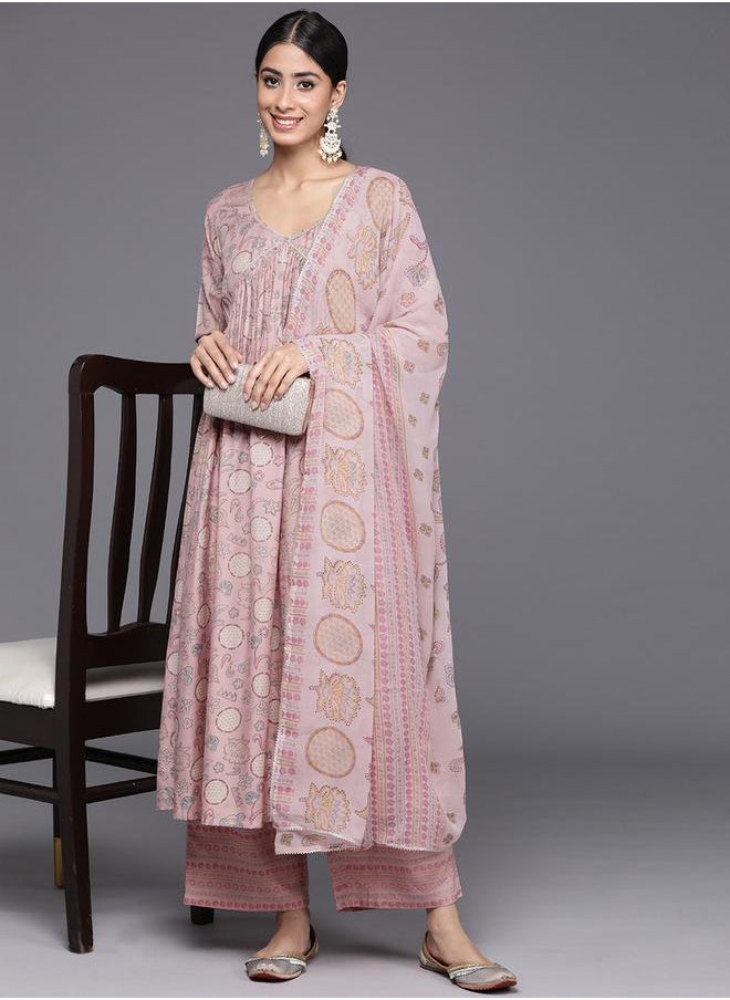 Libas - Printed Kurta with Mid Rise Trousers and Chiffon Printed Dupatta Set by Styli - Image 1