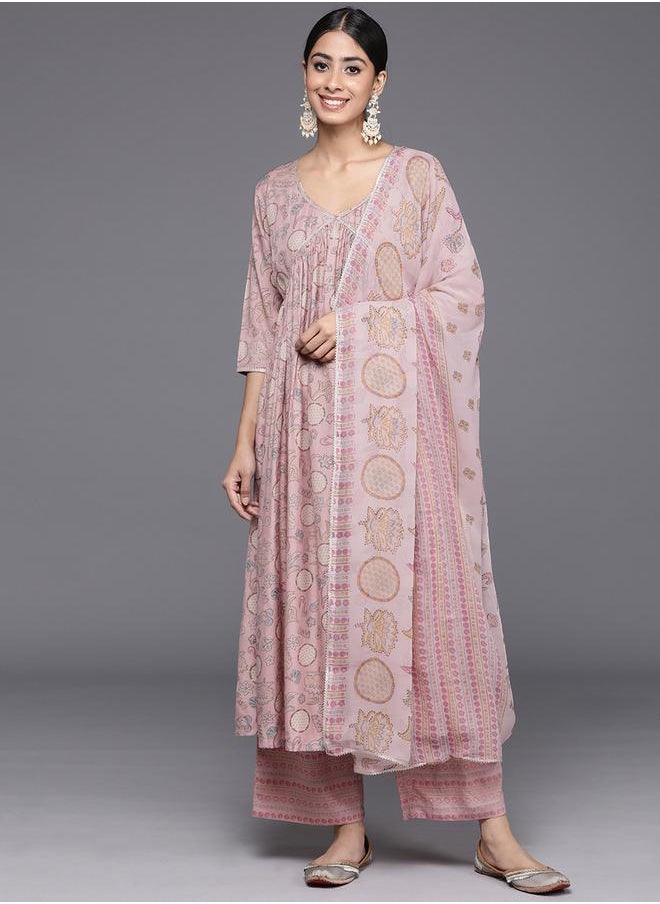 Libas - Printed Kurta with Mid Rise Trousers and Chiffon Printed Dupatta Set by Styli - Image 1